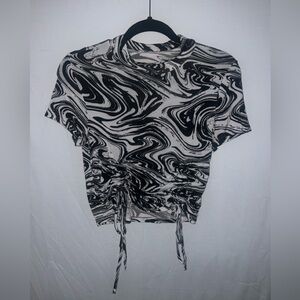 Black & White Marble Tie Crop Top